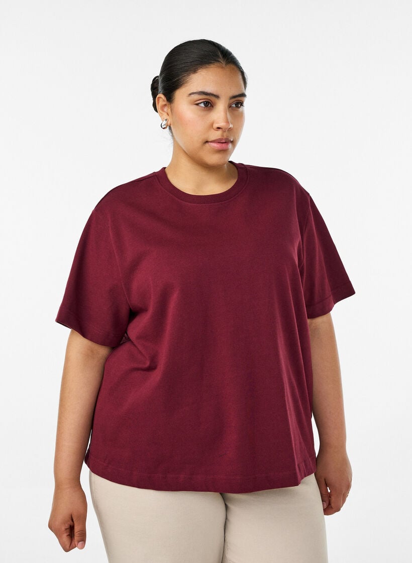 Boxy cotton T-shirt, Red, Model image number 0