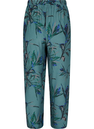 Loose viscose trousers with print, Sea Pine Leaf, Packshot image number 1