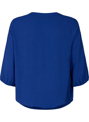 Blouse with smock and 3/4 sleeves, Blue Depths, Packshot image number 1