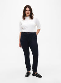 Extra slim fit Amy jeans with a high waist, Blue denim, Model