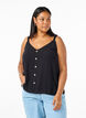 Viscose top with narrow straps, Black, Model image number 0