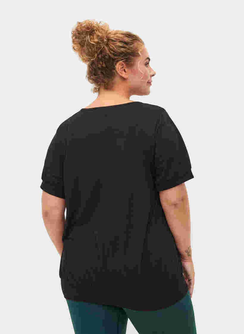 Plain workout t-shirt with v-neck, Black, Model image number 1