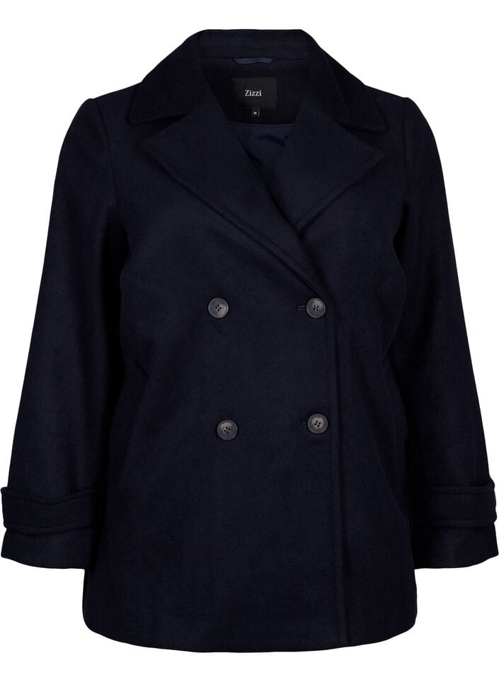 Short coat with double-breasted button closure, Blue, Packshot image number 0
