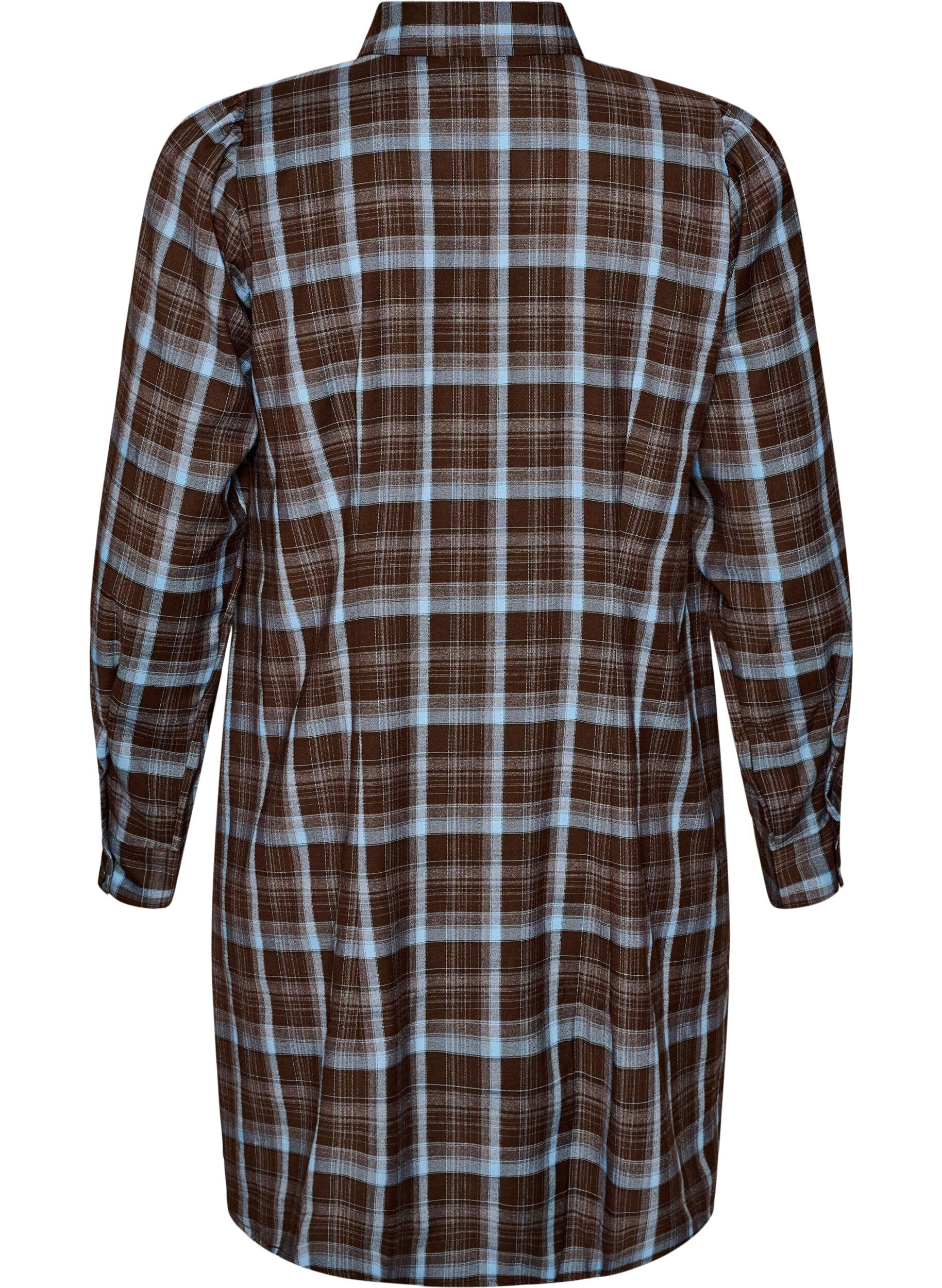 ZizzifashionKnee-length shirt dress with a checked pattern, Brown, Packshot image number 1