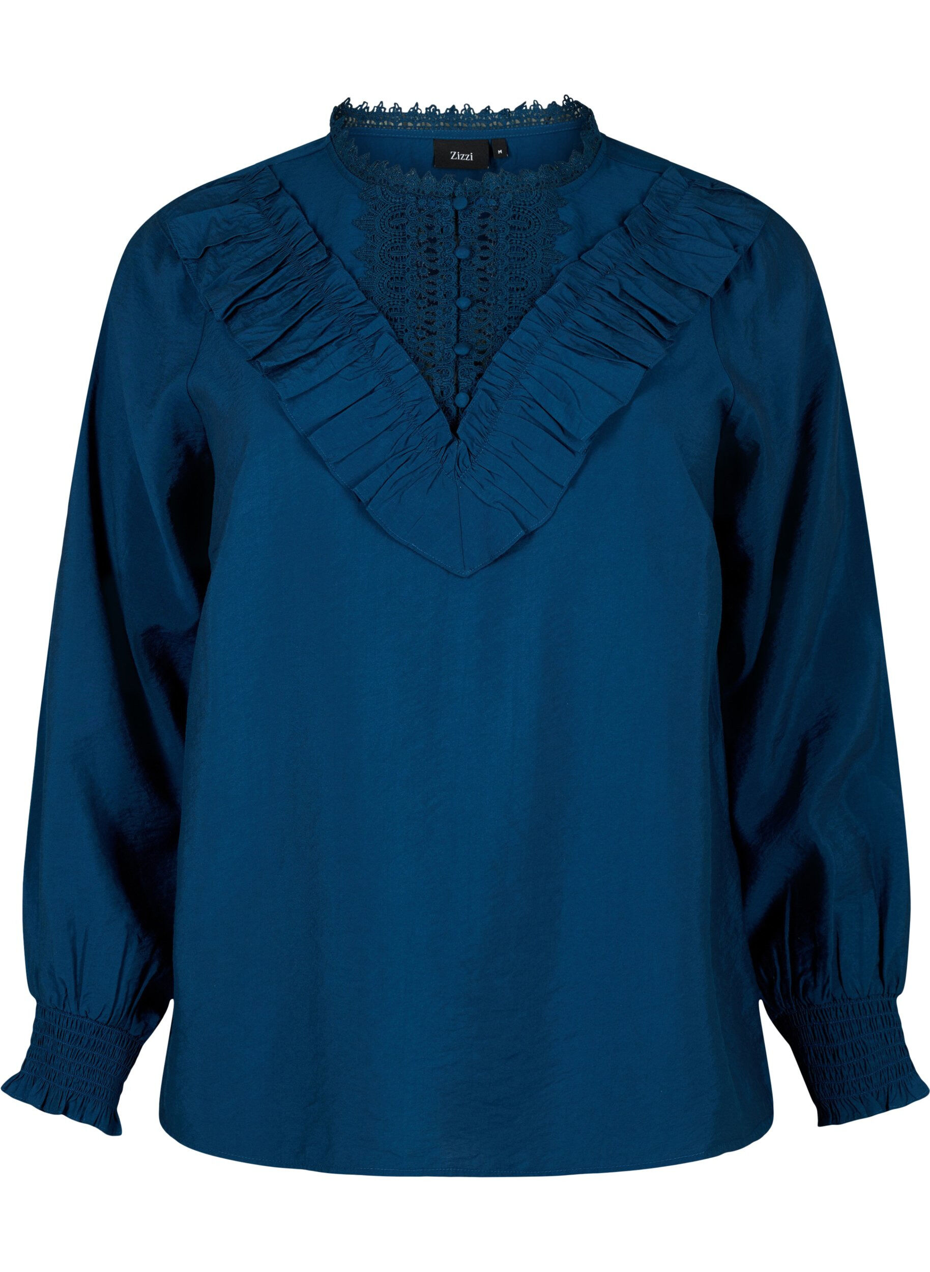 Zizzifashion Viscose blouse with ruffles and embroidery detail, Titan, Packshot image number 0