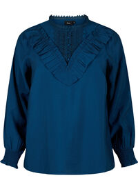 Viscose blouse with ruffles and embroidery detail