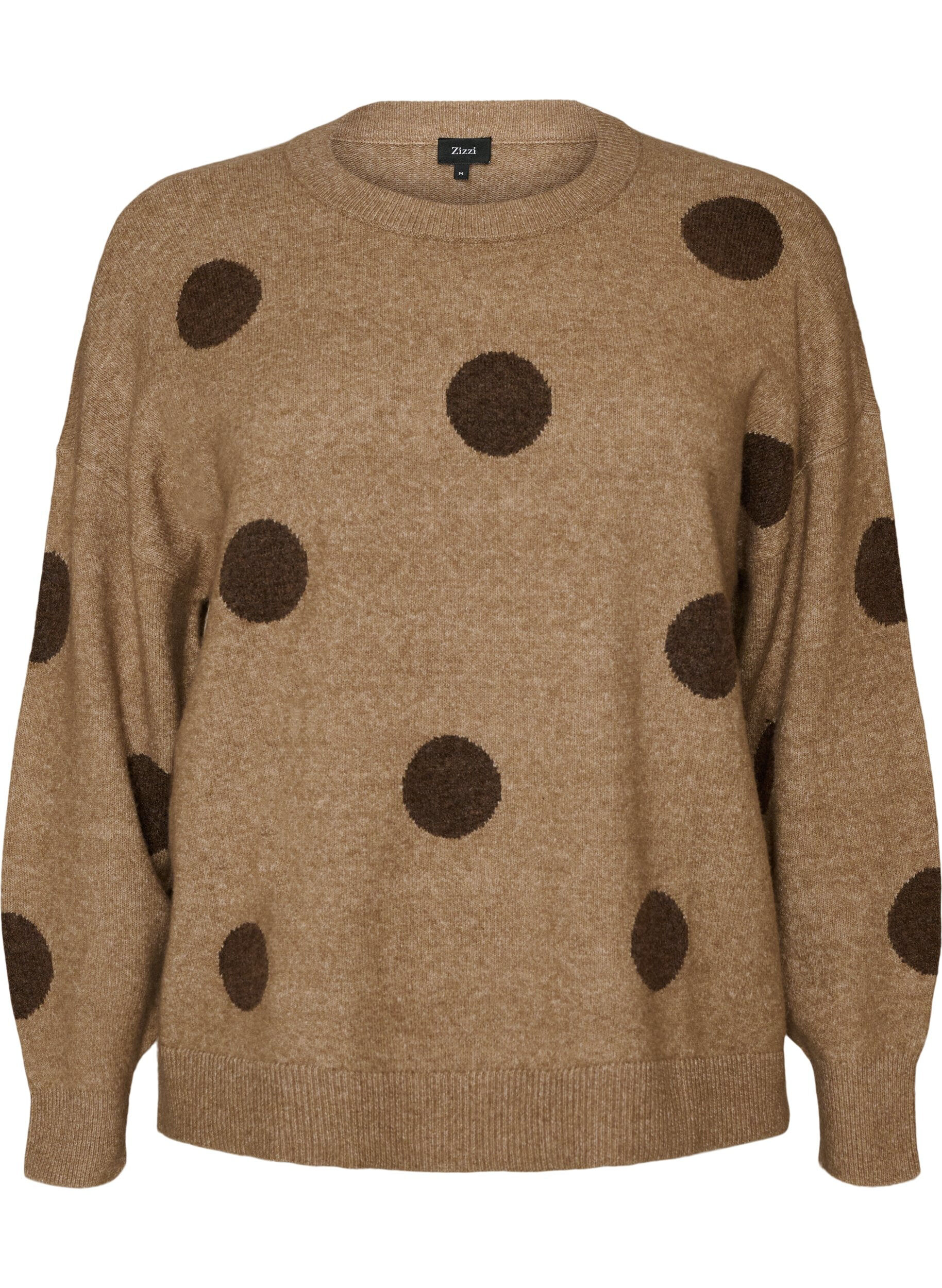ZizzifashionKnitted blouse with a dotted pattern, Brown, Packshot image number 0