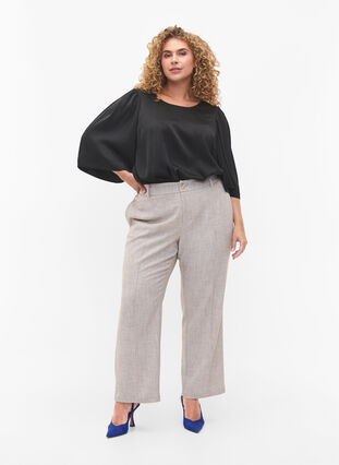 Satin blouse with half-length sleeves, Black, Model image number 2