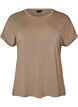 Striped T-shirt in viscose with a round neck, Beige, Packshot image number 0