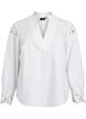 Blouse with V-neck and broderie anglaise details, White, Packshot image number 0