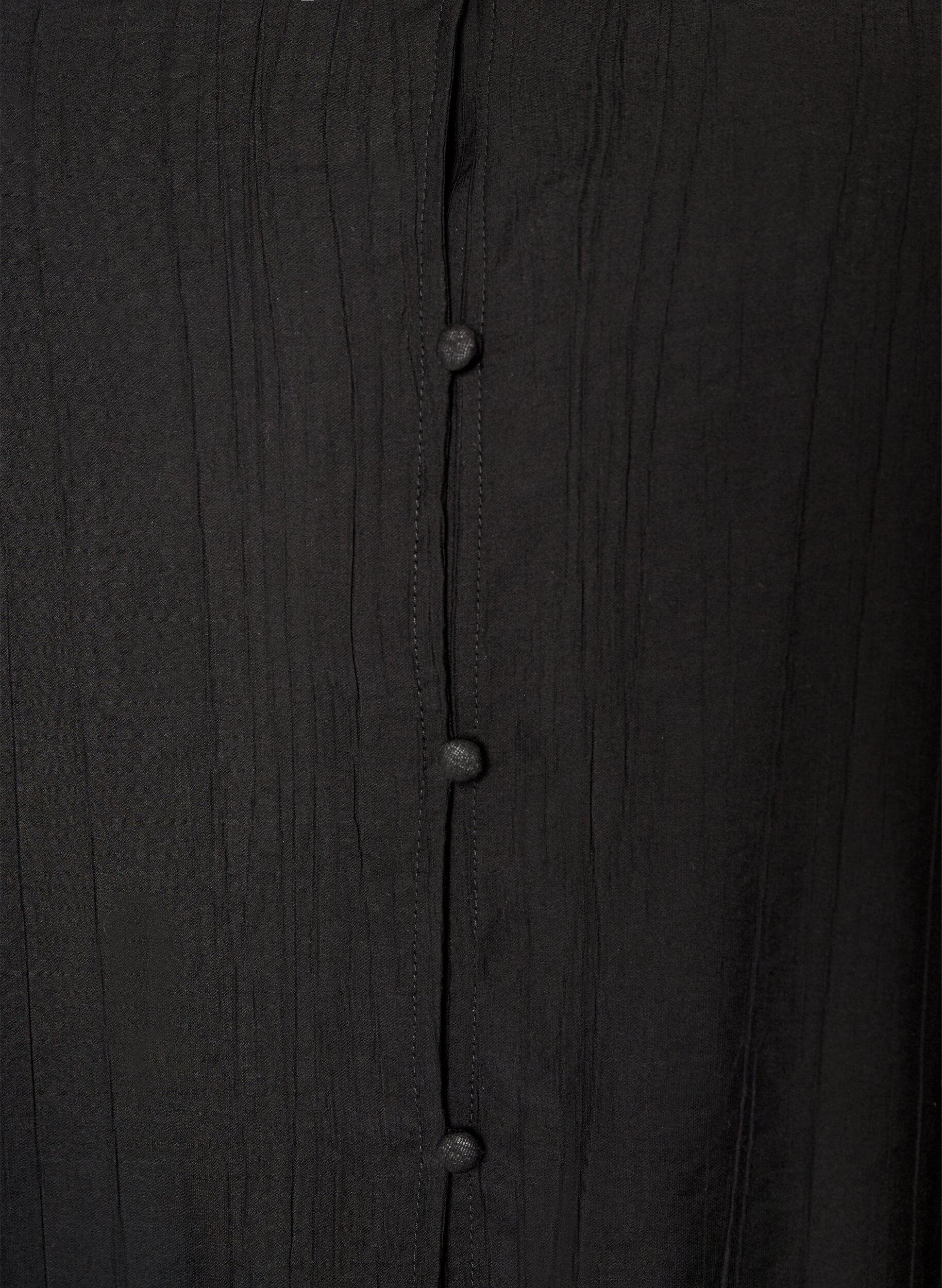 ZizzifashionLoose tunic with crinkled texture and ruffle hem, Black, Packshot image number 2