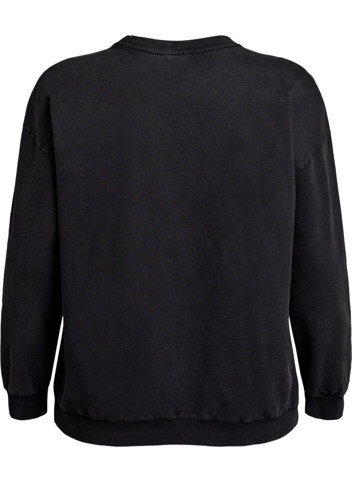 Washed sweatshirt with statement print, Grey, Packshot image number 1