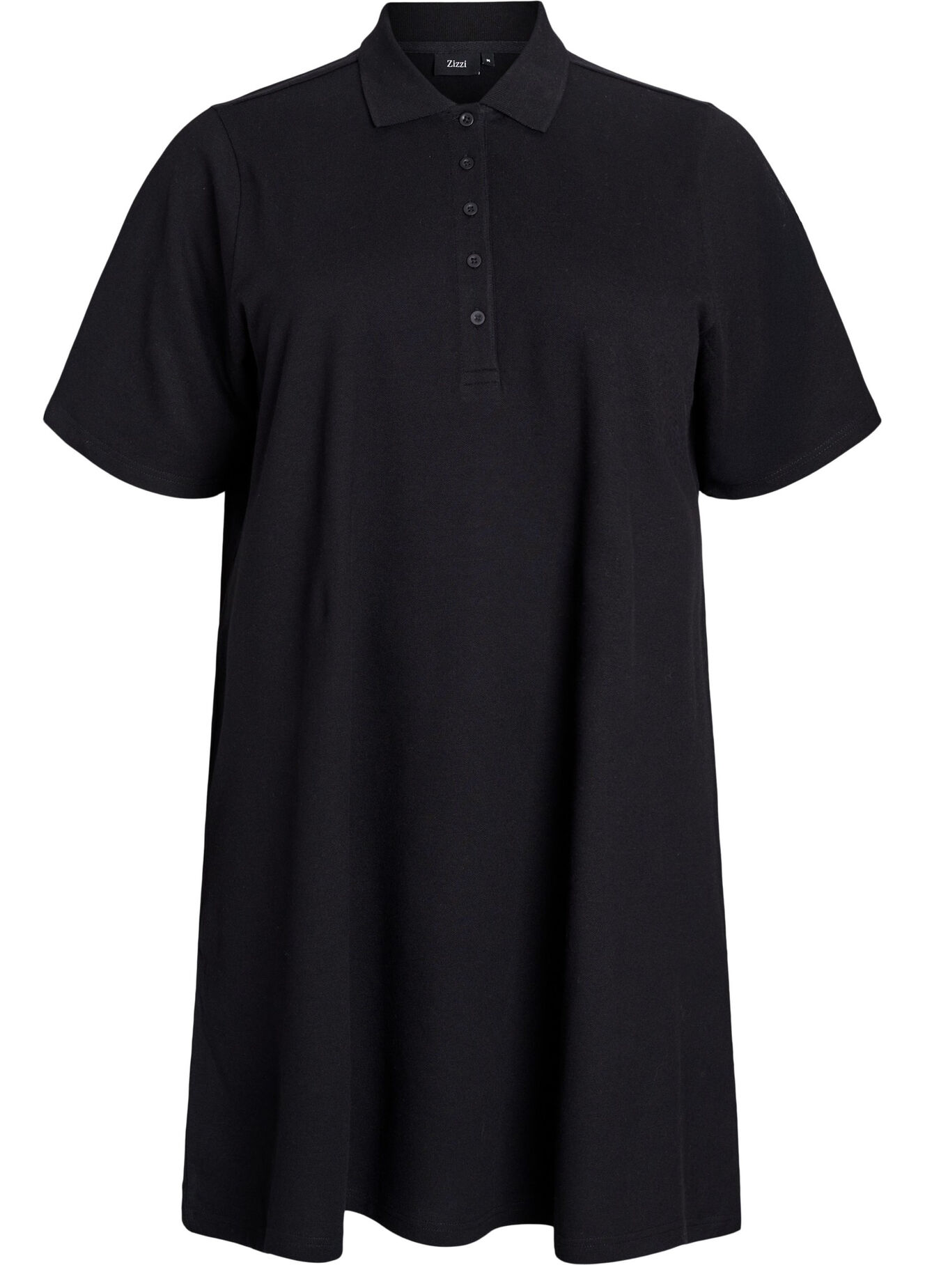 Short A-line polo dress - Black - Sz. 40-64 - Zizzifashion Short A-line polo dress - Black - Sz. 40-64 - Zizzifashion
