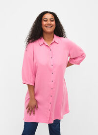 	 Long shirt with 3/4 sleeves in lyocell (TENCEL™), Rosebloom, Model