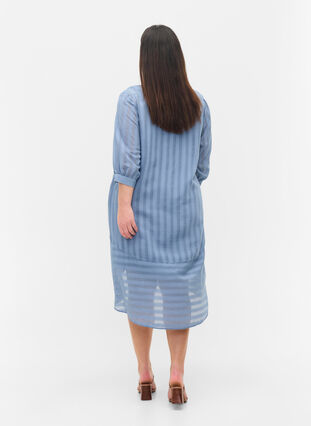 Viscose dress med 3/4 sleeves and V neck, Coronet Blue, Model image number 1