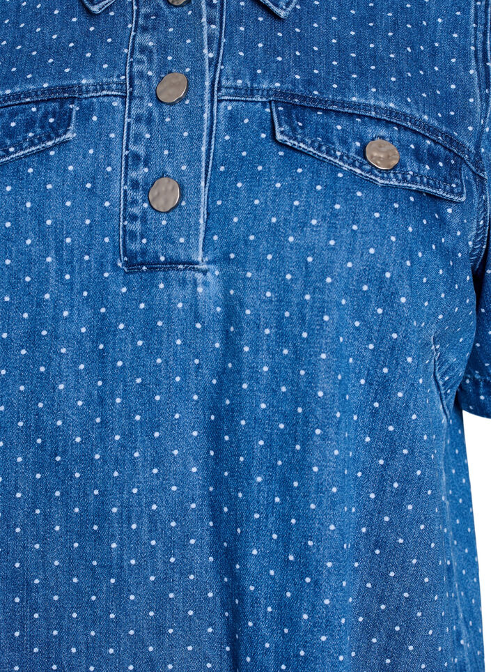 Short denim dress with dots, Blue, Packshot image number 2