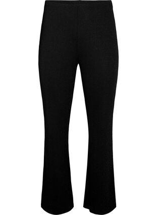 Flared glitter trousers, Black w. Black, Packshot image number 0
