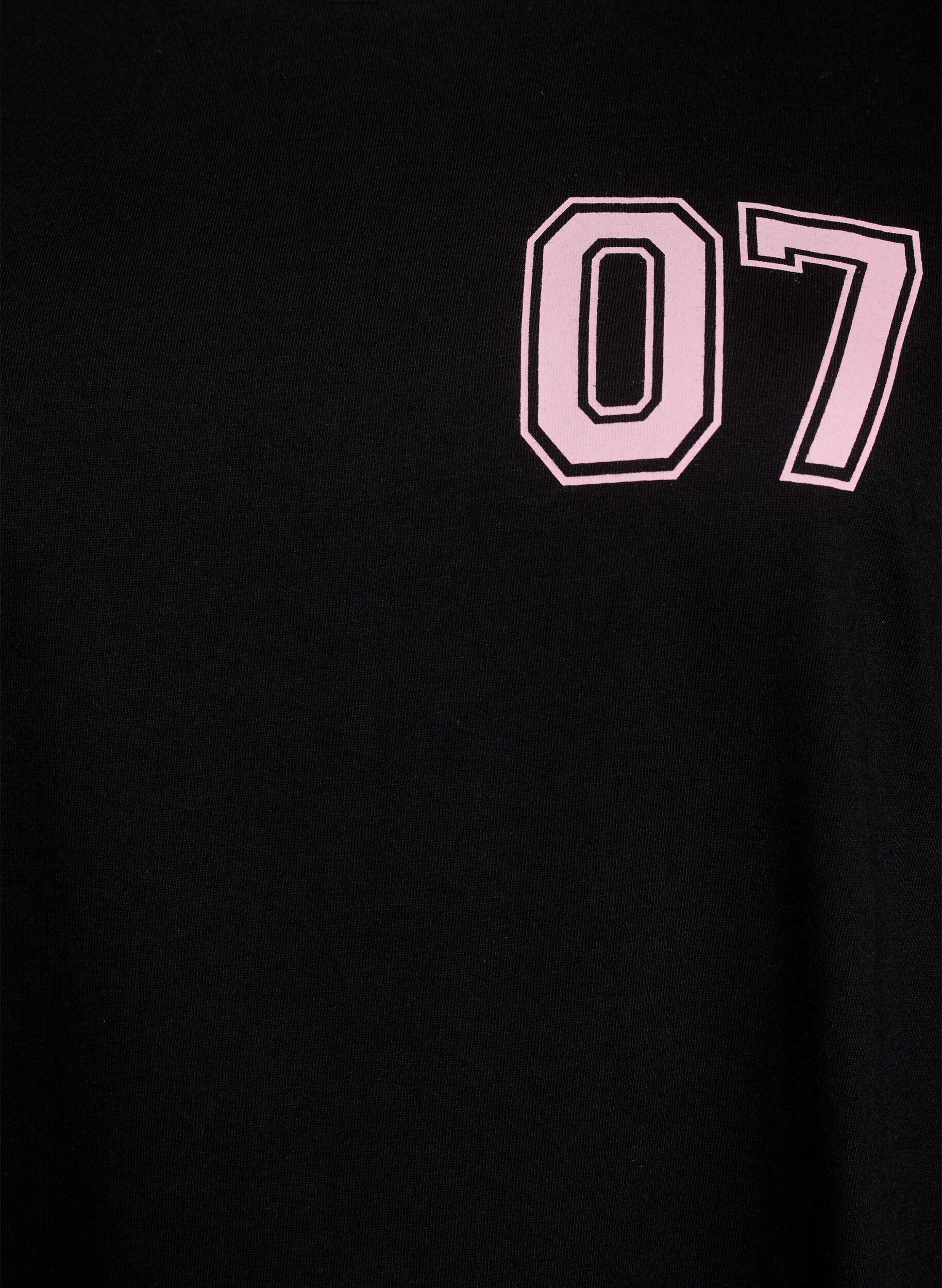 Zizzifashion Short T-shirt dress with sporty details, Black, Packshot image number 2