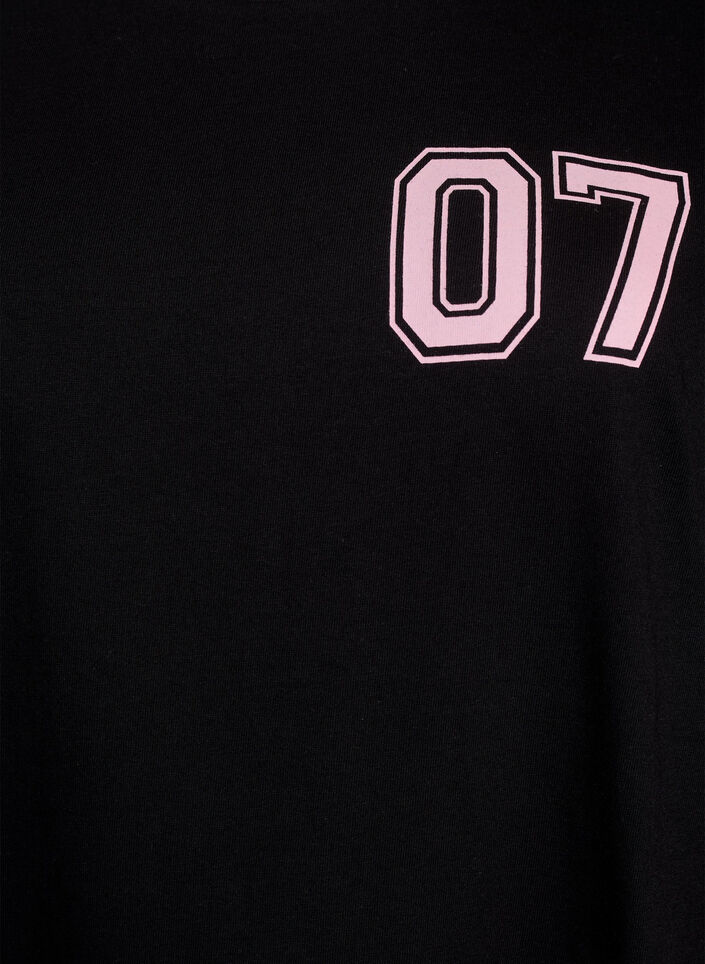 Short T-shirt dress with sporty details, Black, Packshot image number 2