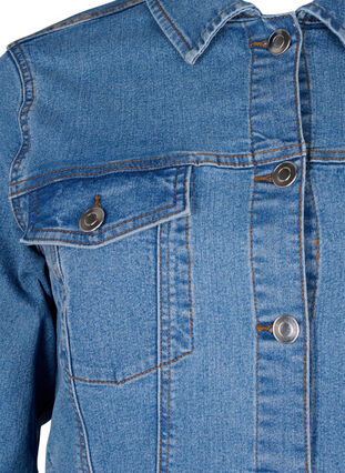 FLASH - Denim jacket in a stretchy cotton blend, Blue Denim, Packshot image number 2