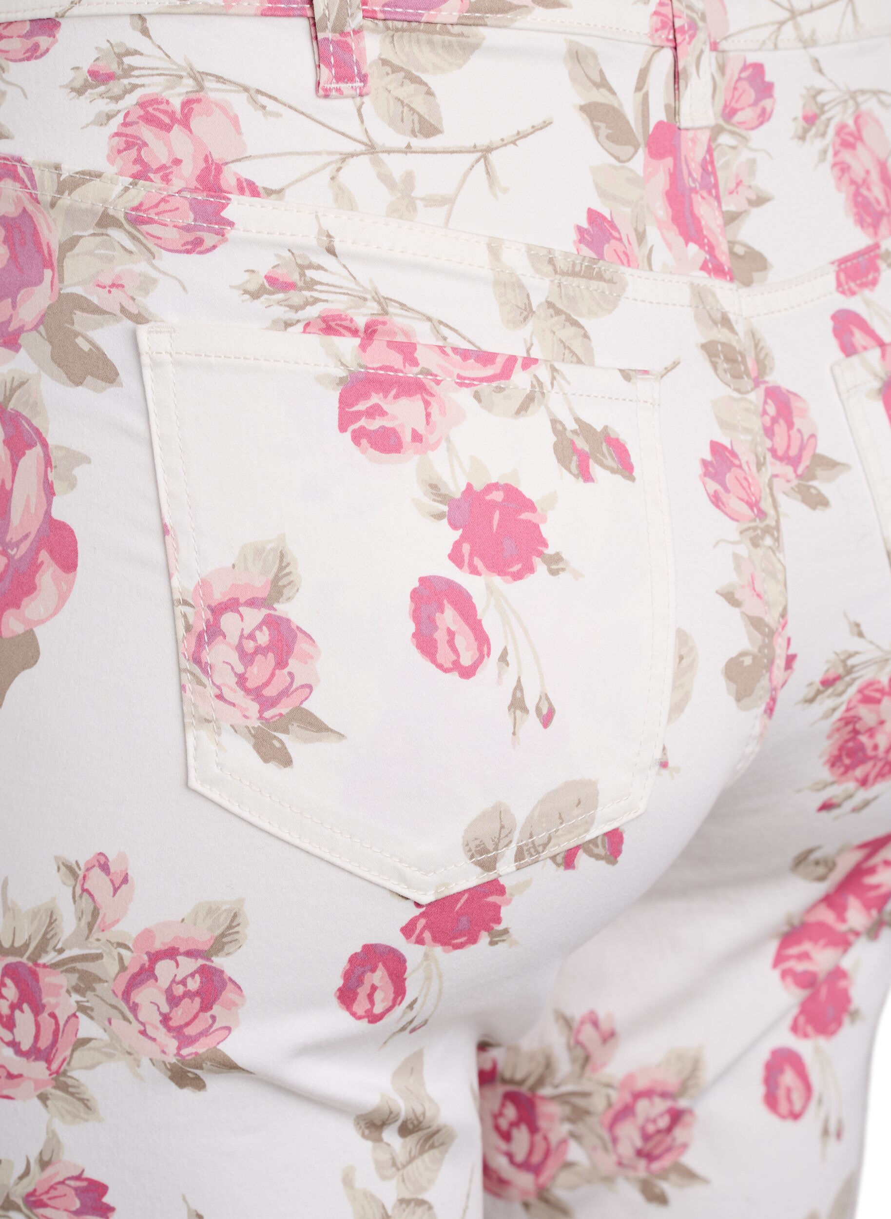 Zizzifashion Super slim Amy jeans with a floral print, Vanilla, Packshot image number 3