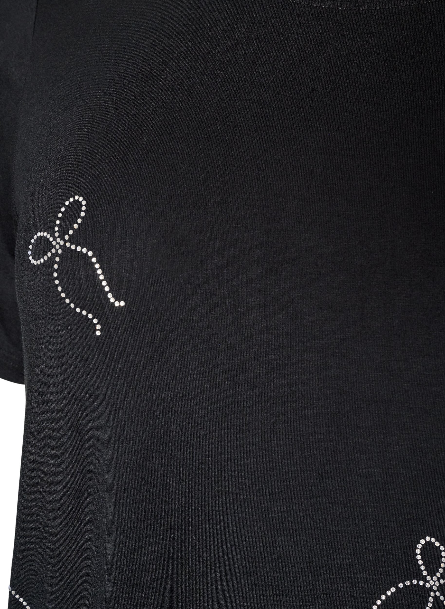 ZizzifashionViscose T-shirt with rhinestones, Black, Packshot image number 2