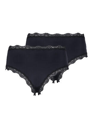 2-pack Brazilian briefs with lace, Black, Packshot image number 1