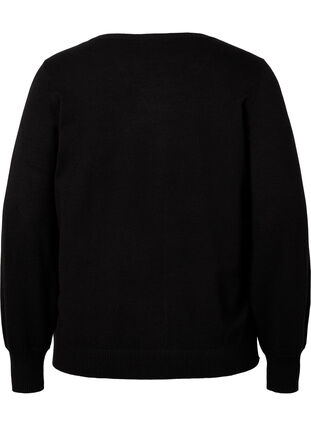 Plain coloured knitted jumper with rib details, Black, Packshot image number 1