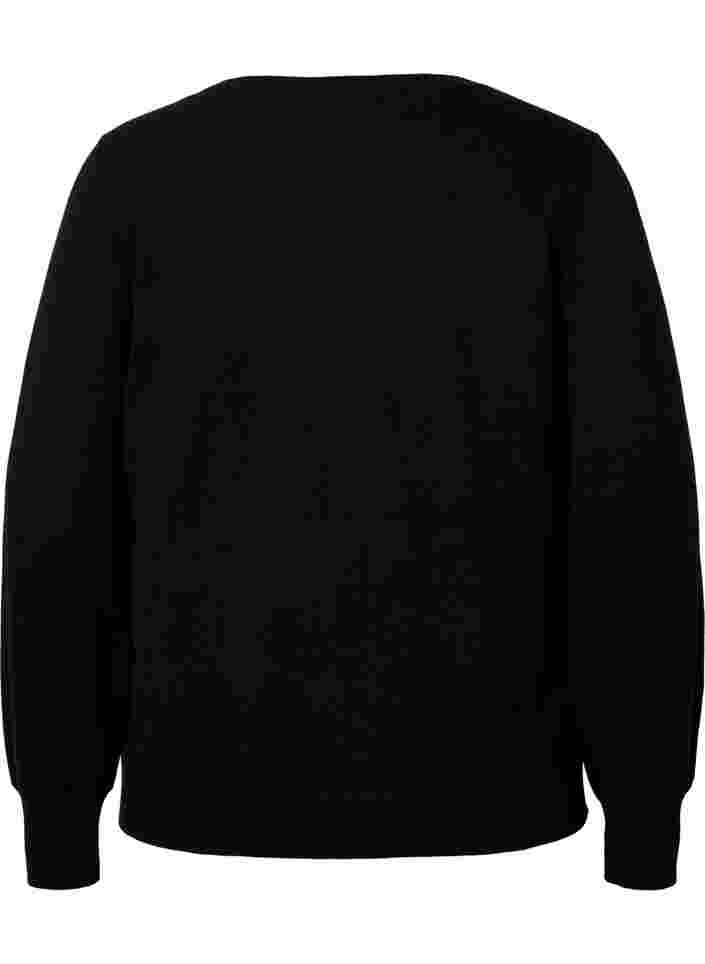 Plain coloured knitted jumper with rib details, Black, Packshot image number 1