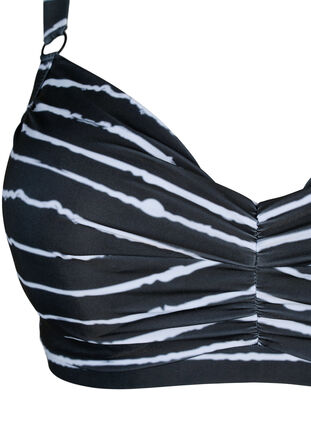 Printed bikini bra with underwire, Black White Stripe, Packshot image number 2