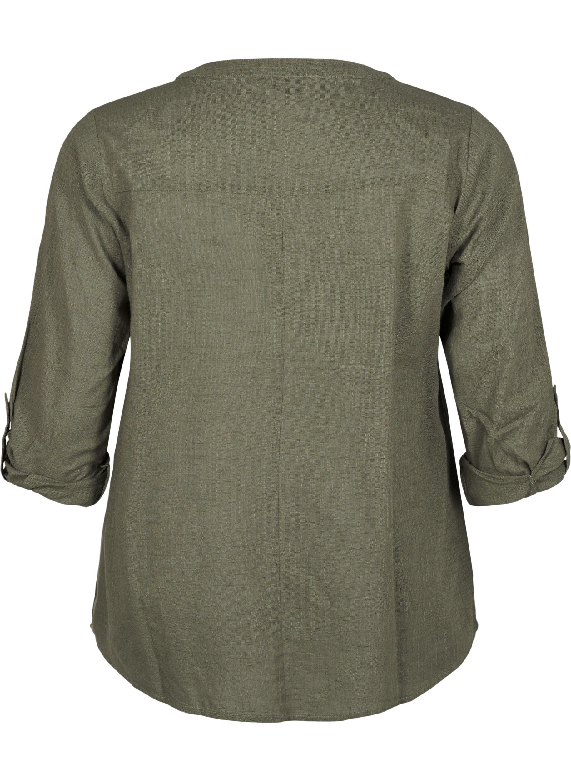 ZizzifashionCotton shirt blouse with a v-neck, Green, Packshot image number 1