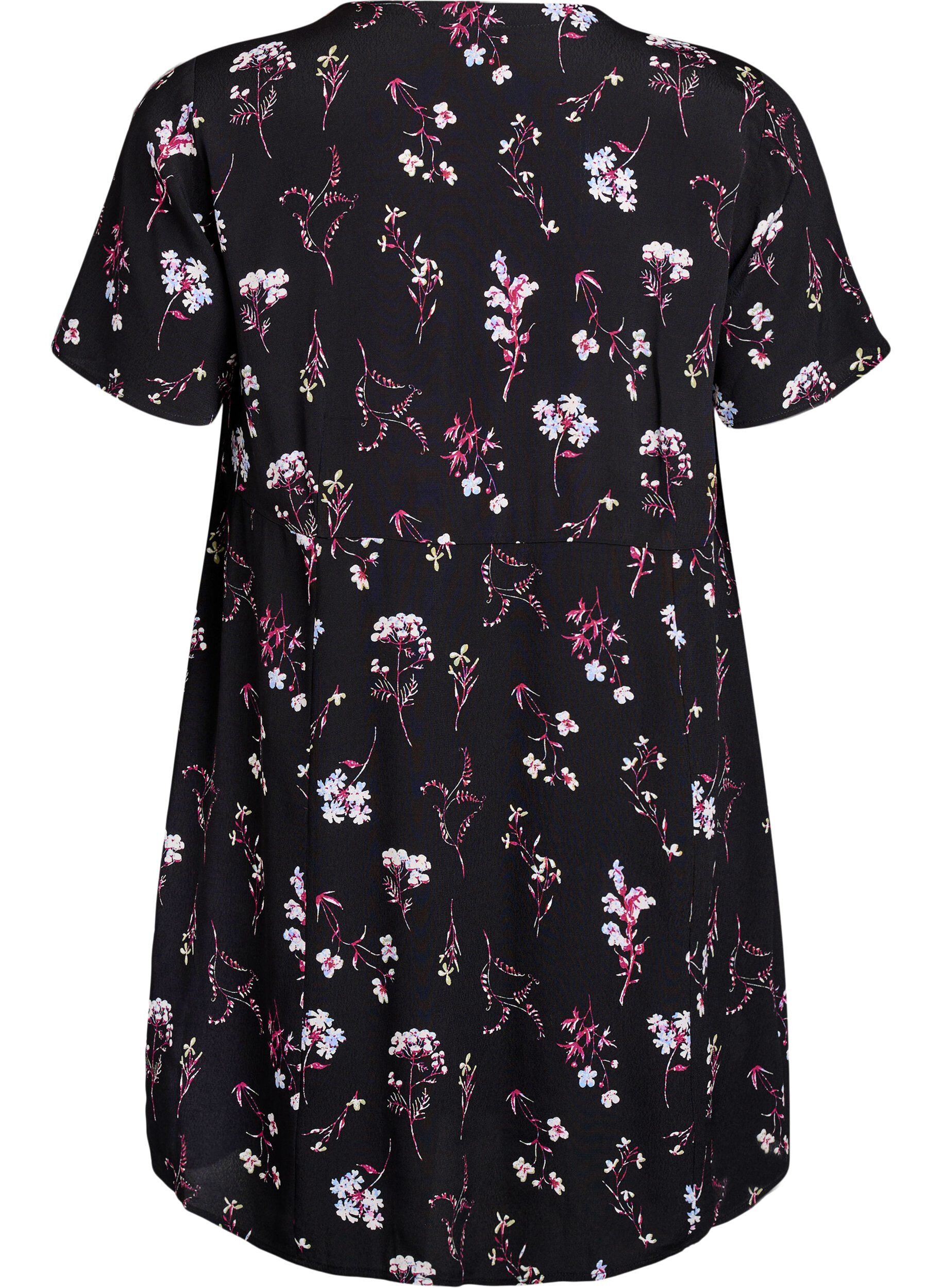 ZizzifashionShort dress with floral print, Black, Packshot image number 1