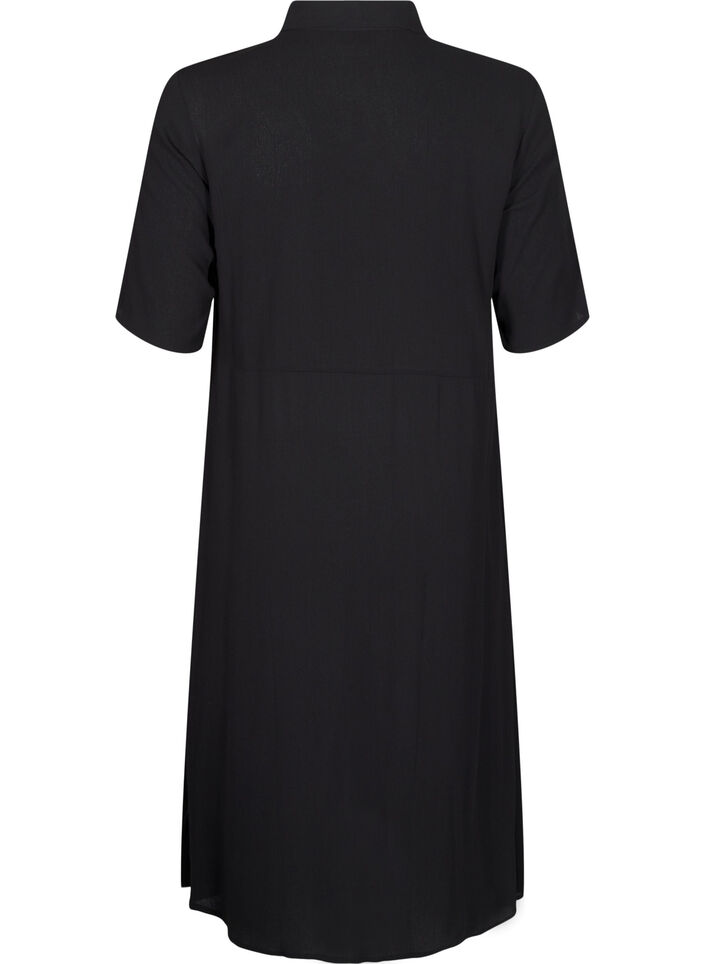 Midi shirt dress with short sleeves, Black, Packshot image number 1