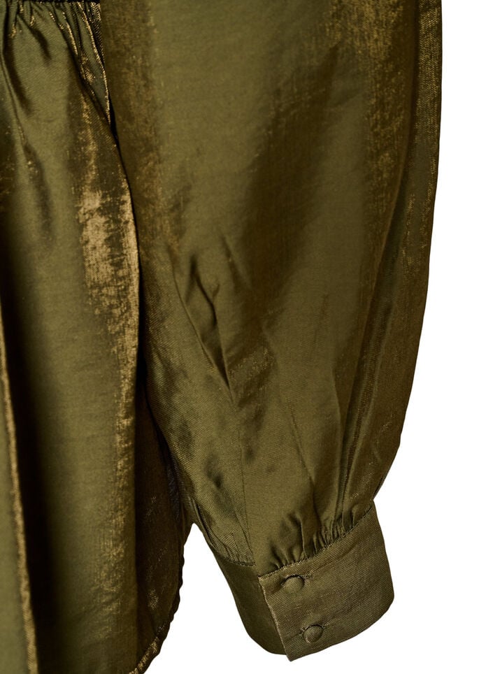 Shiny viscose blouse with peplum effect, Green, Packshot image number 3