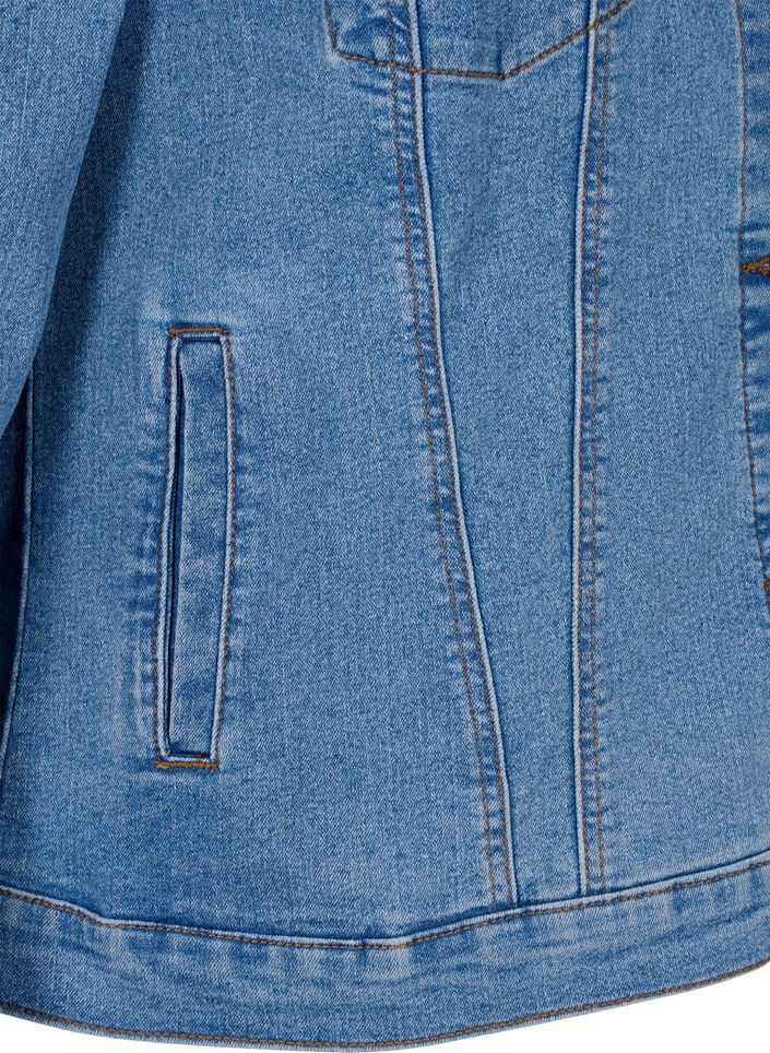 Denim jacket in a stretchy cotton blend, Blue, Packshot image number 3