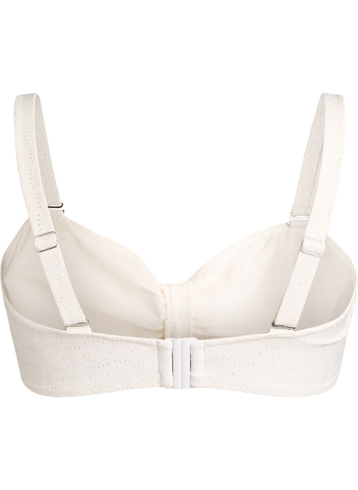 Bandeau bikini top with a textured pattern and removable straps, White, Packshot image number 1