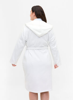 	 Dressing gown with hood and pockets, Cloud Dancer, Model image number 1
