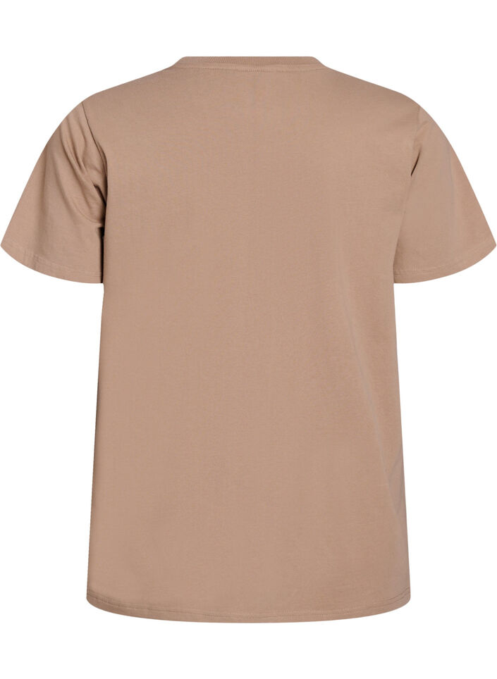 T-shirt in organic cotton with statement print, Beige, Packshot image number 1