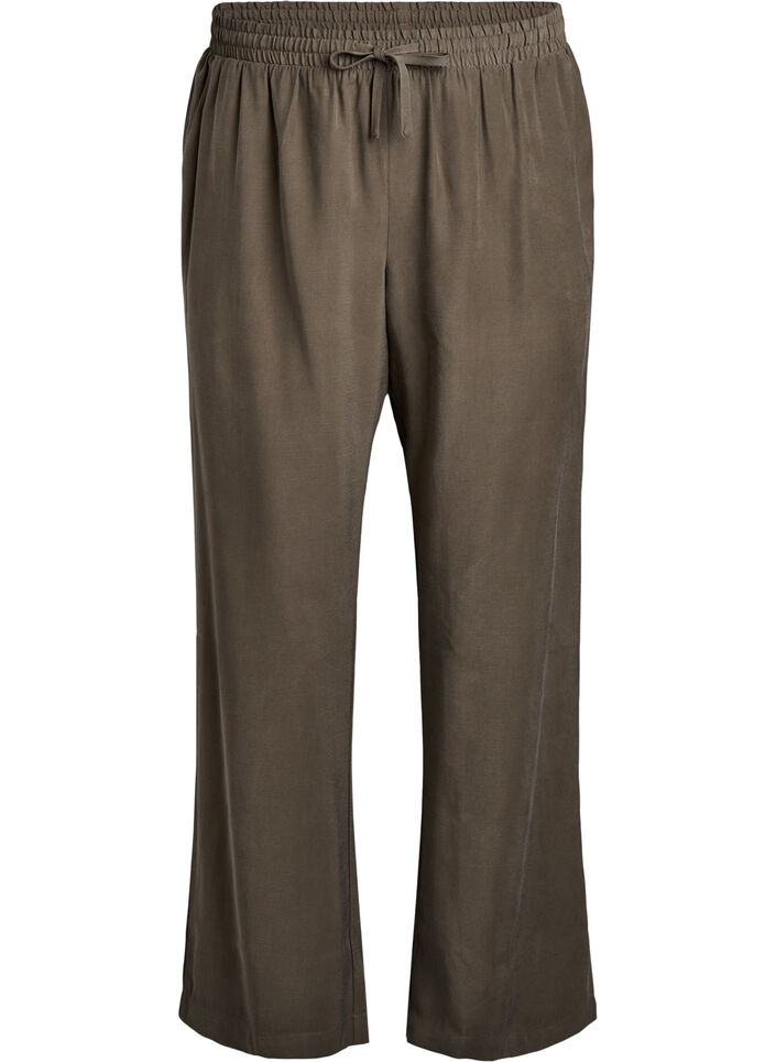 FLASH - Viscose trousers with elasticated waistband, Green, Packshot image number 0