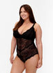 Lace bodystocking with v-neckline, Black, Model image number 2