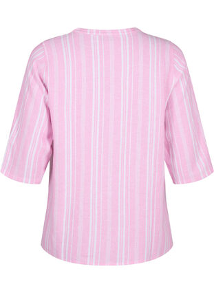Striped blouse in linen-viscose blend, Rosebloom Wh.Stripe, Packshot image number 1