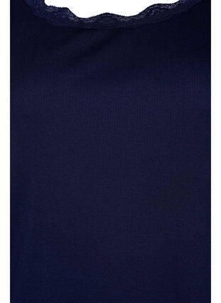 Short-sleeved pyjama top with lace trim, Peacoat, Packshot image number 2