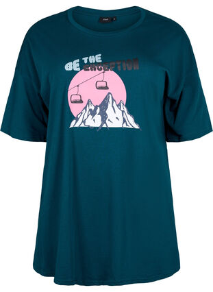 Printed cotton t-shirt, Deep Teal/Sea Pink, Packshot image number 0