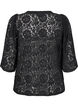 Lace blouse with 3/4 sleeves and bows on the front, Black, Packshot image number 1