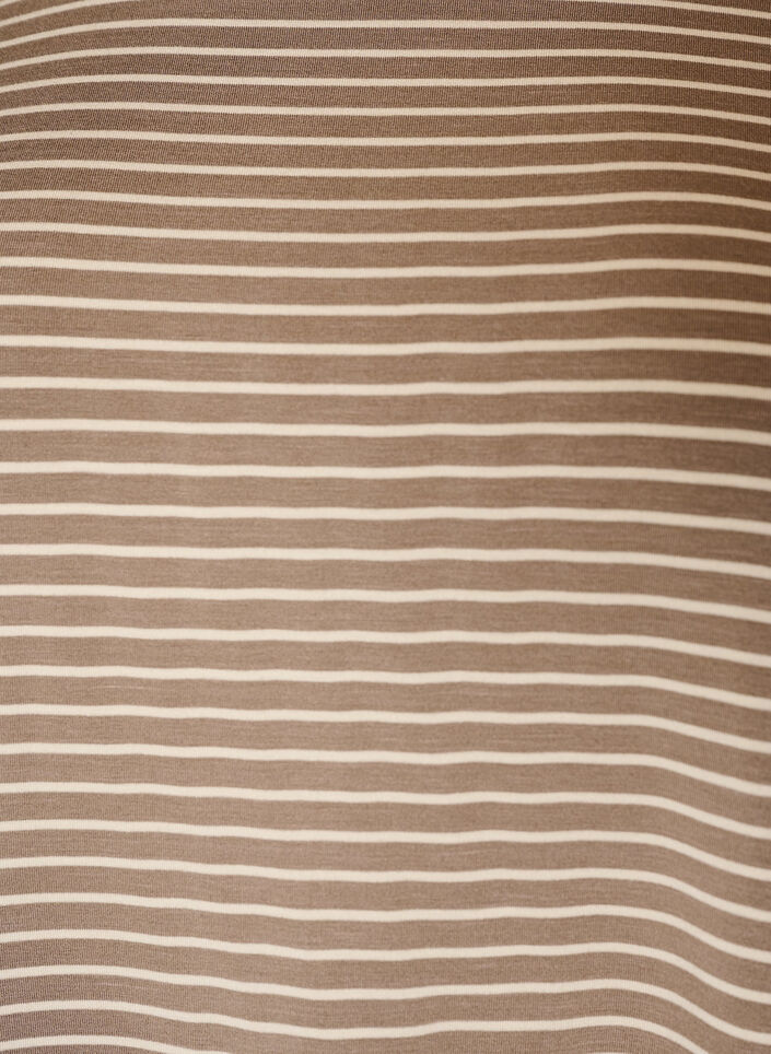 Striped T-shirt in viscose with a round neck, Beige, Packshot image number 2