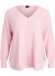 Fine-knit blouse with v-neck and front detail, Pink, Packshot image number 0