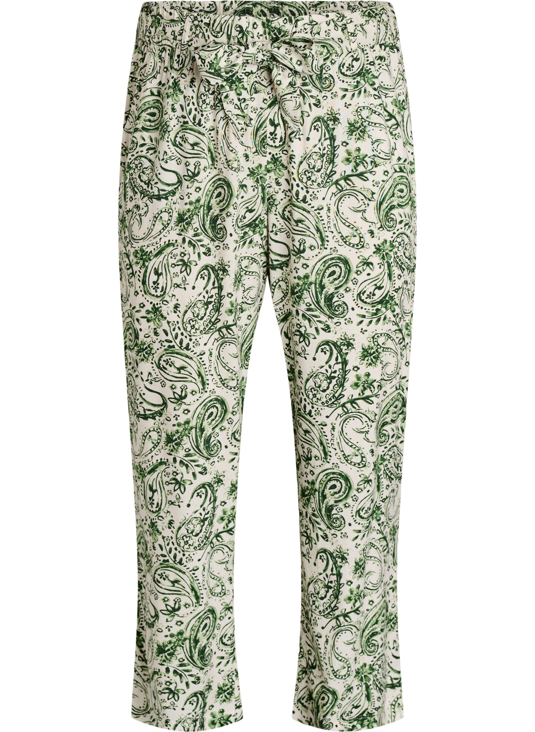Zizzifashion High-waisted viscose trousers, Green, Packshot image number 0