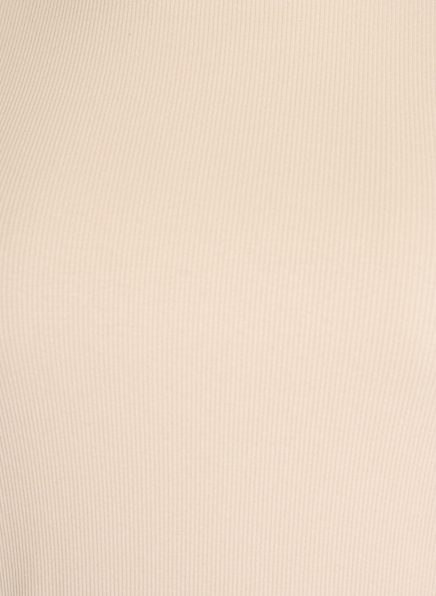 Zizzifashion Basic ribbed t-shirt with a round neck, Beige, Packshot image number 2