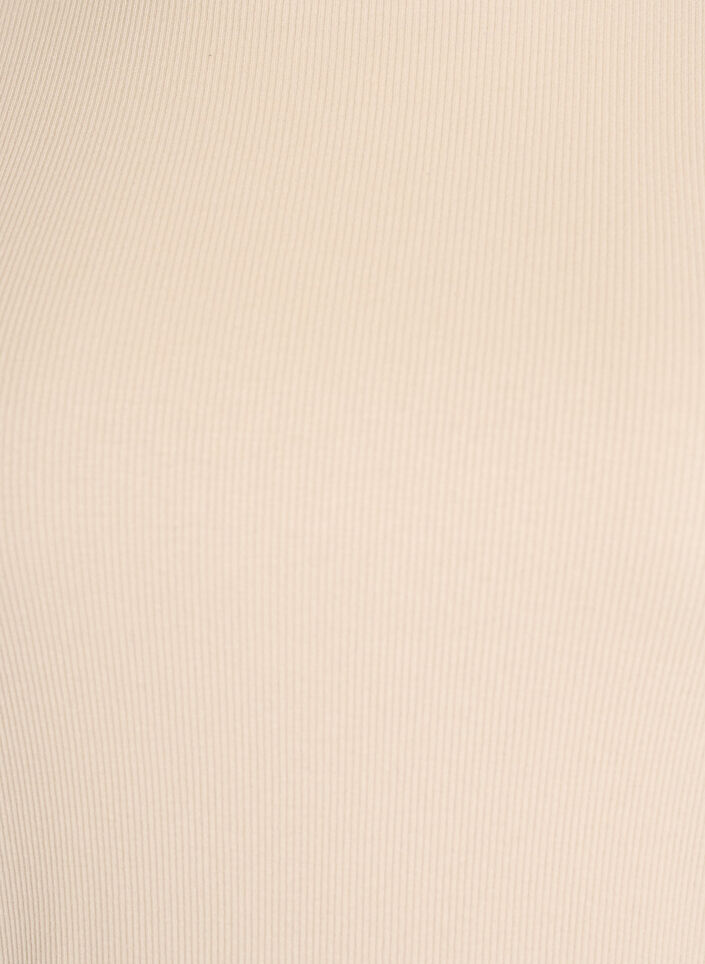 Basic ribbed t-shirt with a round neck, Beige, Packshot image number 2