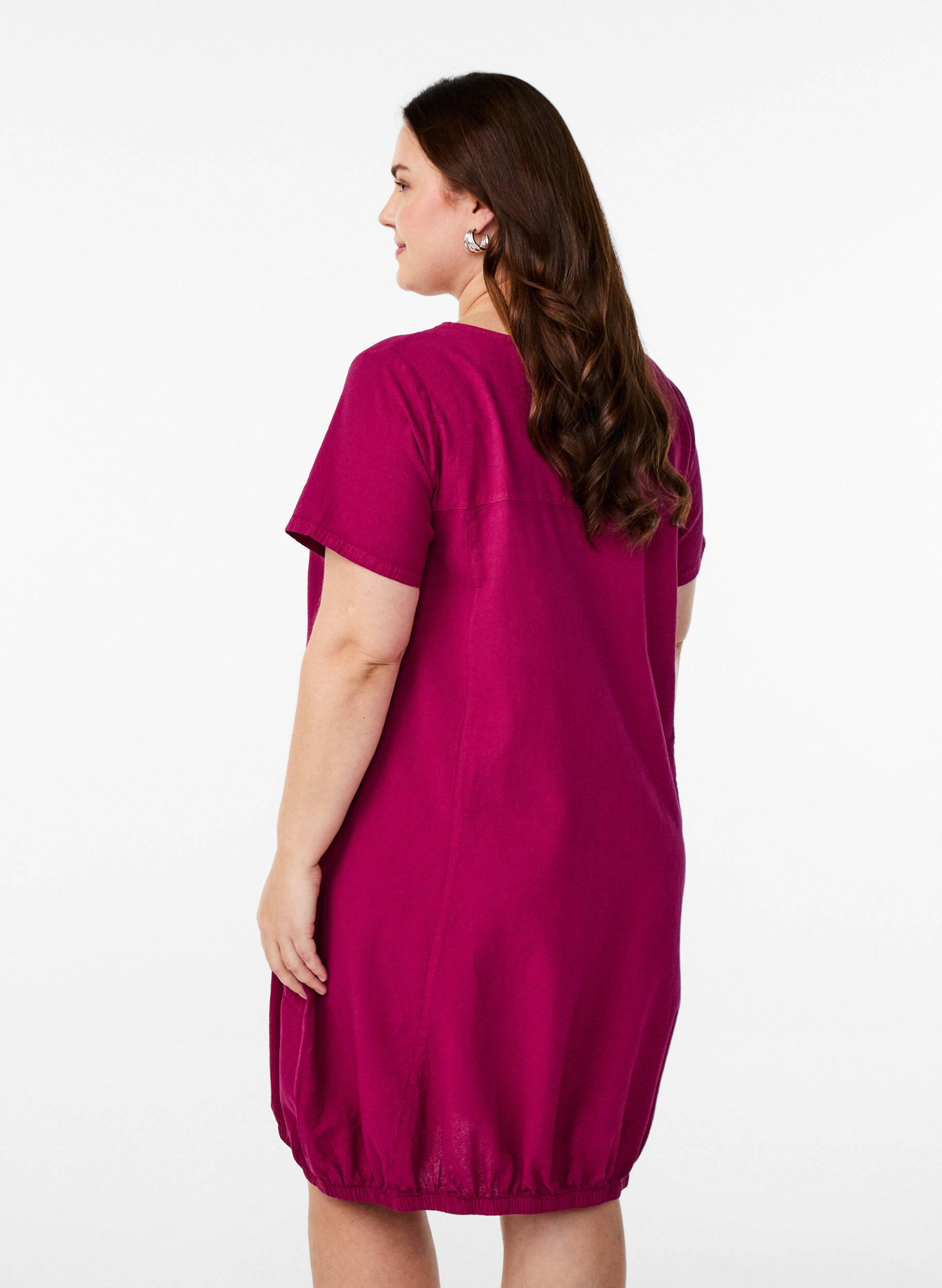 ZizzifashionShort sleeve cotton dress, Red, Model image number 2